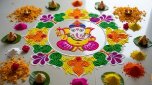 Ganesh chaturthi rangoli design simple 2025